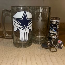 Dallas Cowboy Beer Mug, Shot Glass And Cards