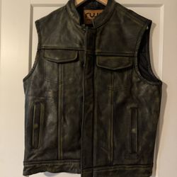 Leather Vest - Brown Medium New