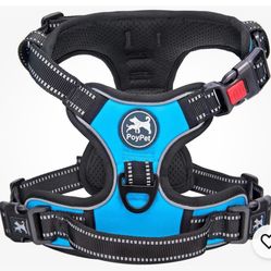PoyPet Blue Size Medium No Pull Dog Harness No Choke Reflective