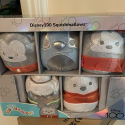 Brand New Disney Squishmallow Set Mickey Minnie Tinkerbell Stitch Pooh Set Of 5