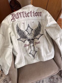 Affliction Limited Edition White Leather Jacket – XL (#910 of 3000)