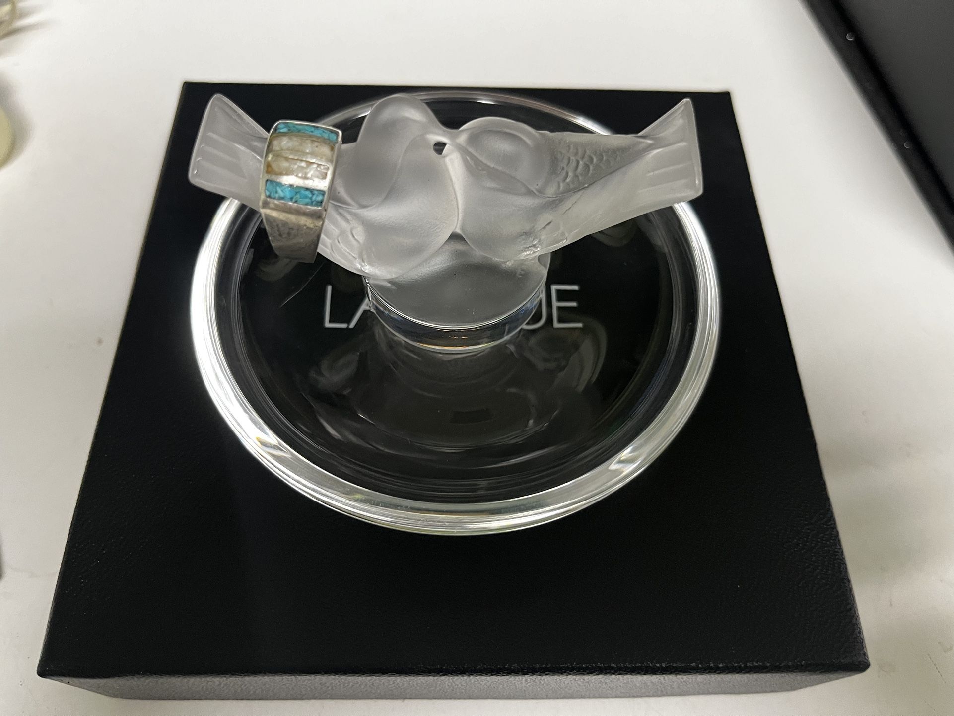Lalique Crystal Ring Holder Or Trinket Dish