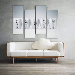 Teeth Smile & Happy Emotion, Concept Dental Care Wall Art Print On Canvas, NEW