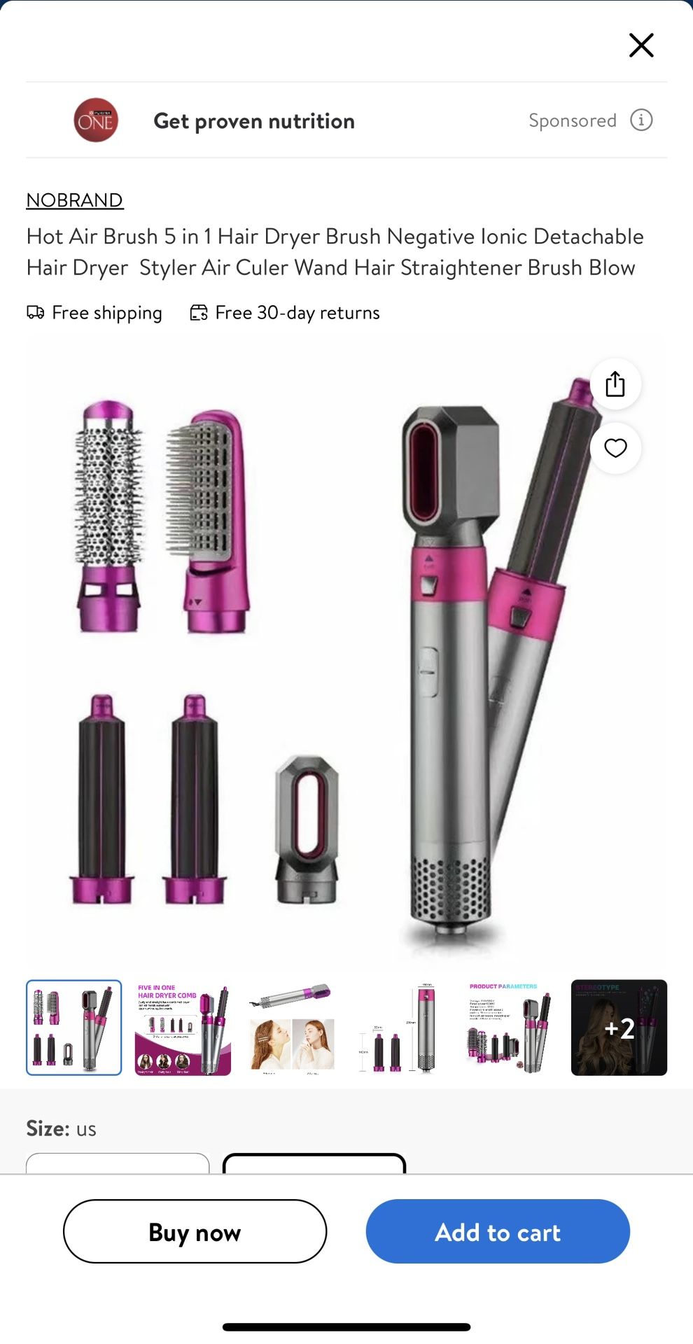 Hot Air Brush 5 in 1 Hair Dryer Brush Negative lonic Detachable Hair Dryer