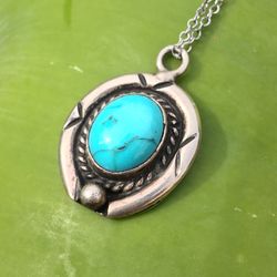 Sterling silver turquoise necklace vintage old pawn