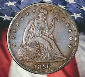 1850-O Seated Liberty Dollar Silver Plated Novelty Coin - Cir