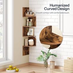 4-Tier Corner Shelves, Floating Corner Shelf,Wall Organizer Storage,Wall Mount Shelves for Bedrooms, Bathroom Shelves,Kitchen,Offices,Living