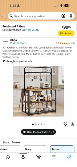 Kitchen Island with Pot Hanging Rack