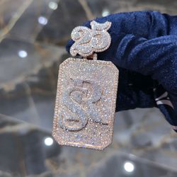 Custom Silver Moissanite Pendant ā Initials & Photo