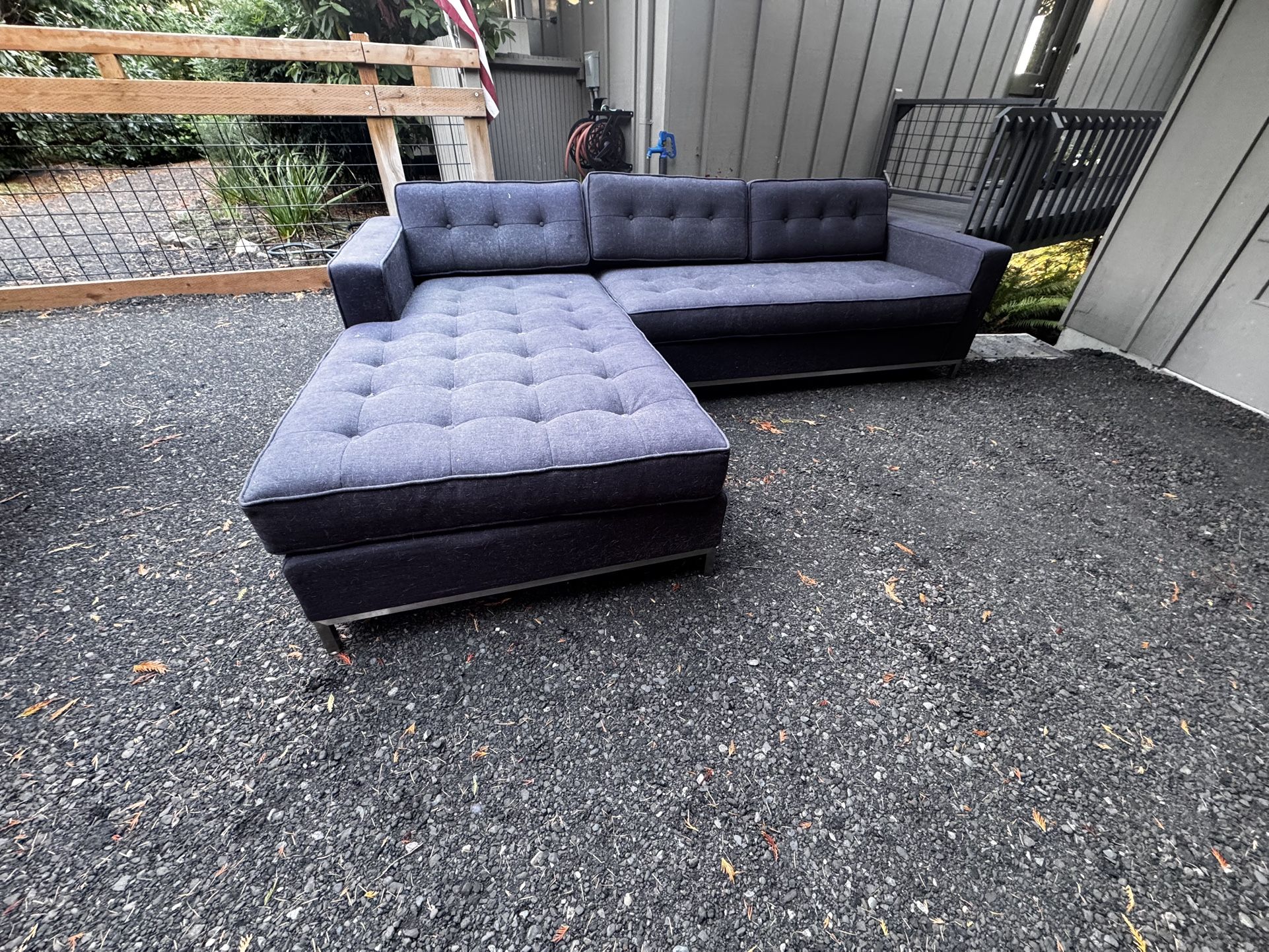 Navy Tweed Modern L-shape Couch (free)
