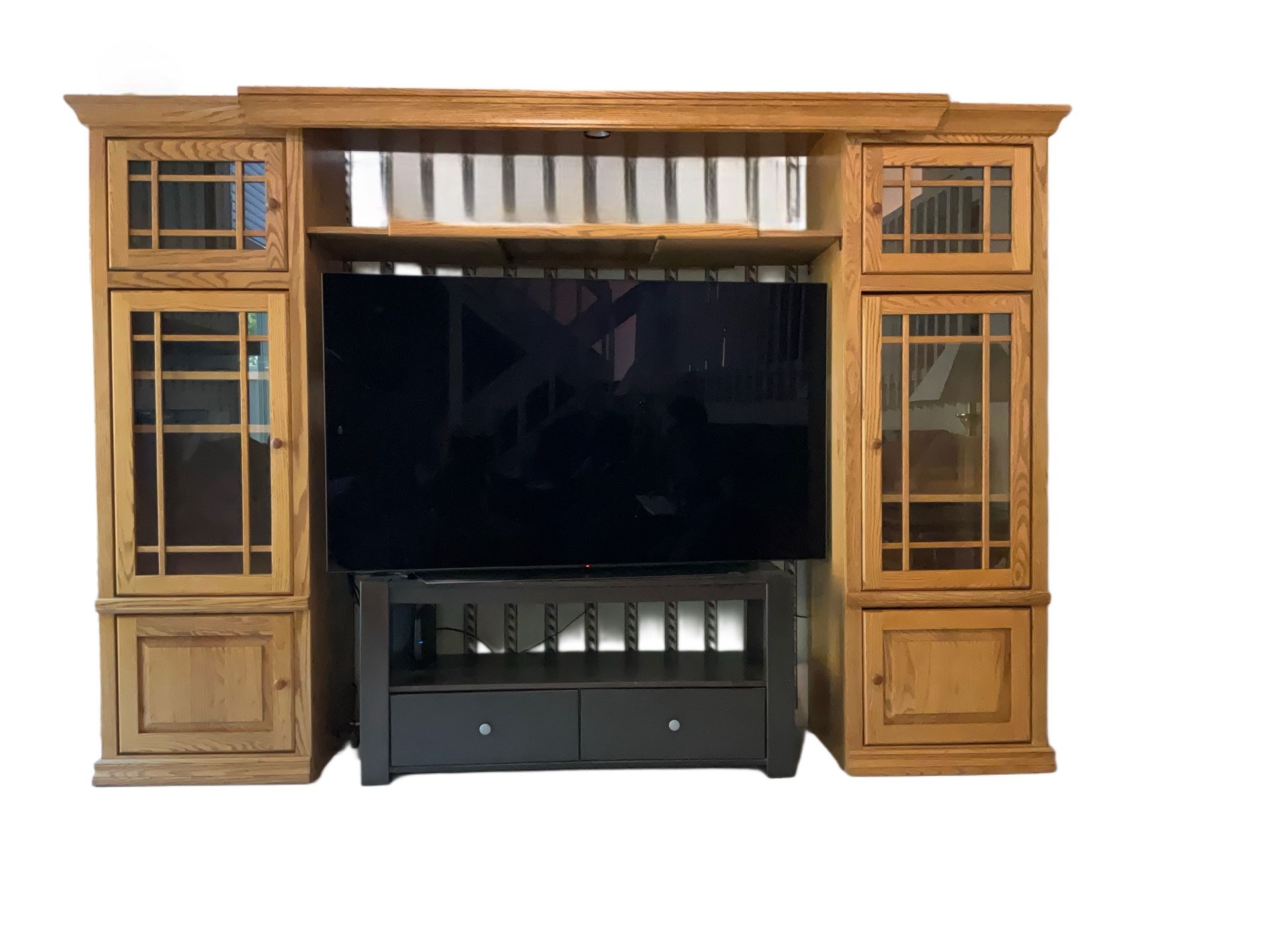 Solid Wood Oak Expandable Entertainment Center