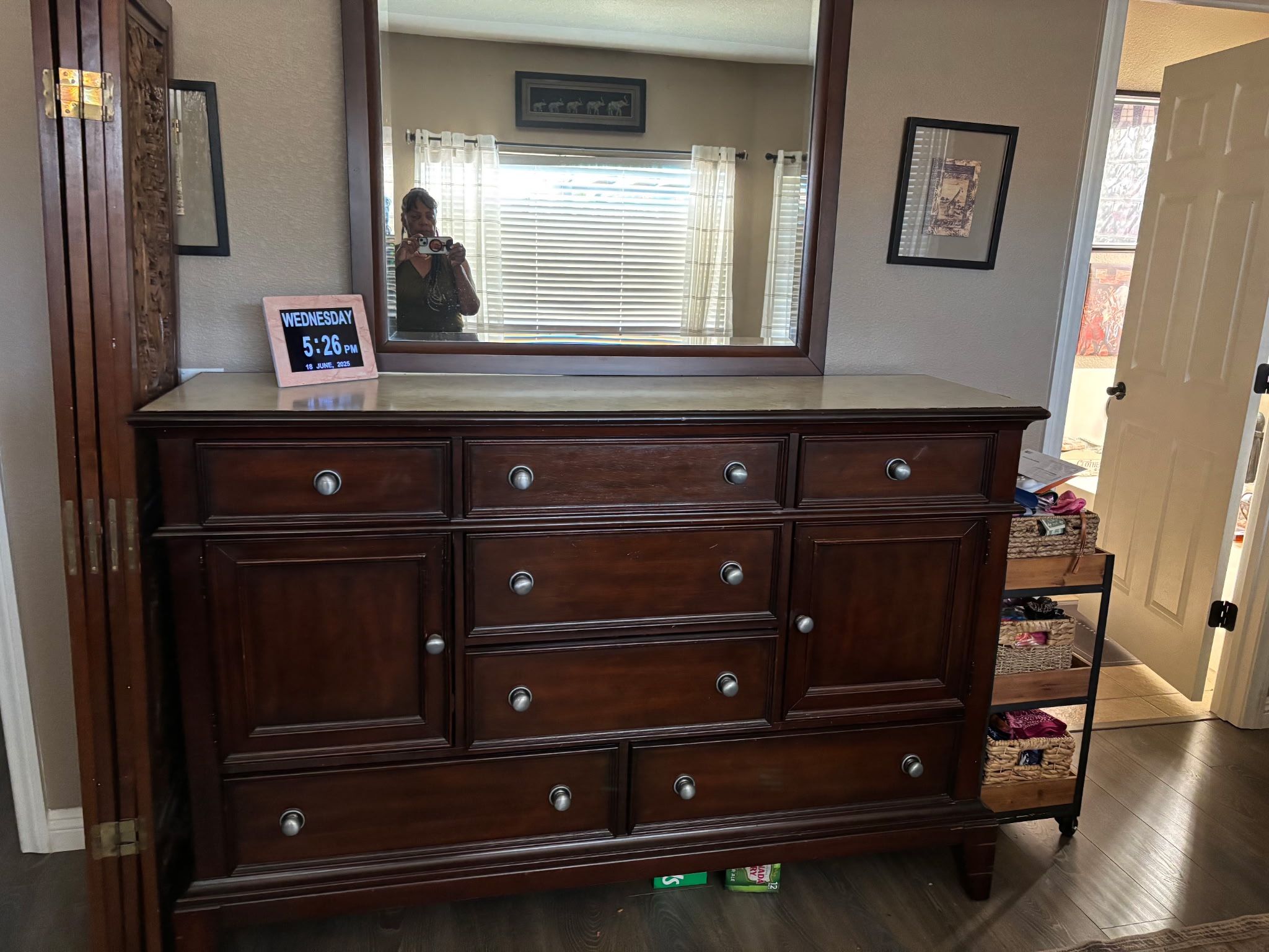 Solid Wood Dresser & Mirror - Great Condition