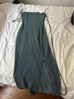 Bershka Open slit Long Green Dress