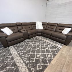 Brown Manual Recliner Sectional Couch - Free Delivery 