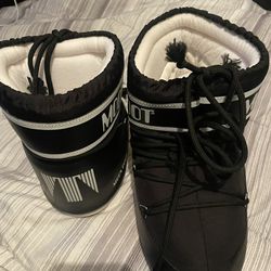 Black & White MoonBoots Winter Boots