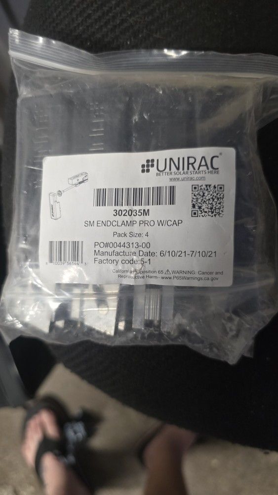 Unirac Sm Endclamp With Cap 4 Pac