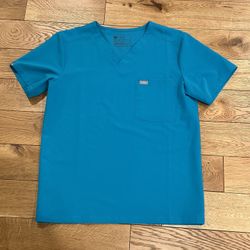 FIGS Teal Leon 3 Pocket Scrub Top - Size Medium