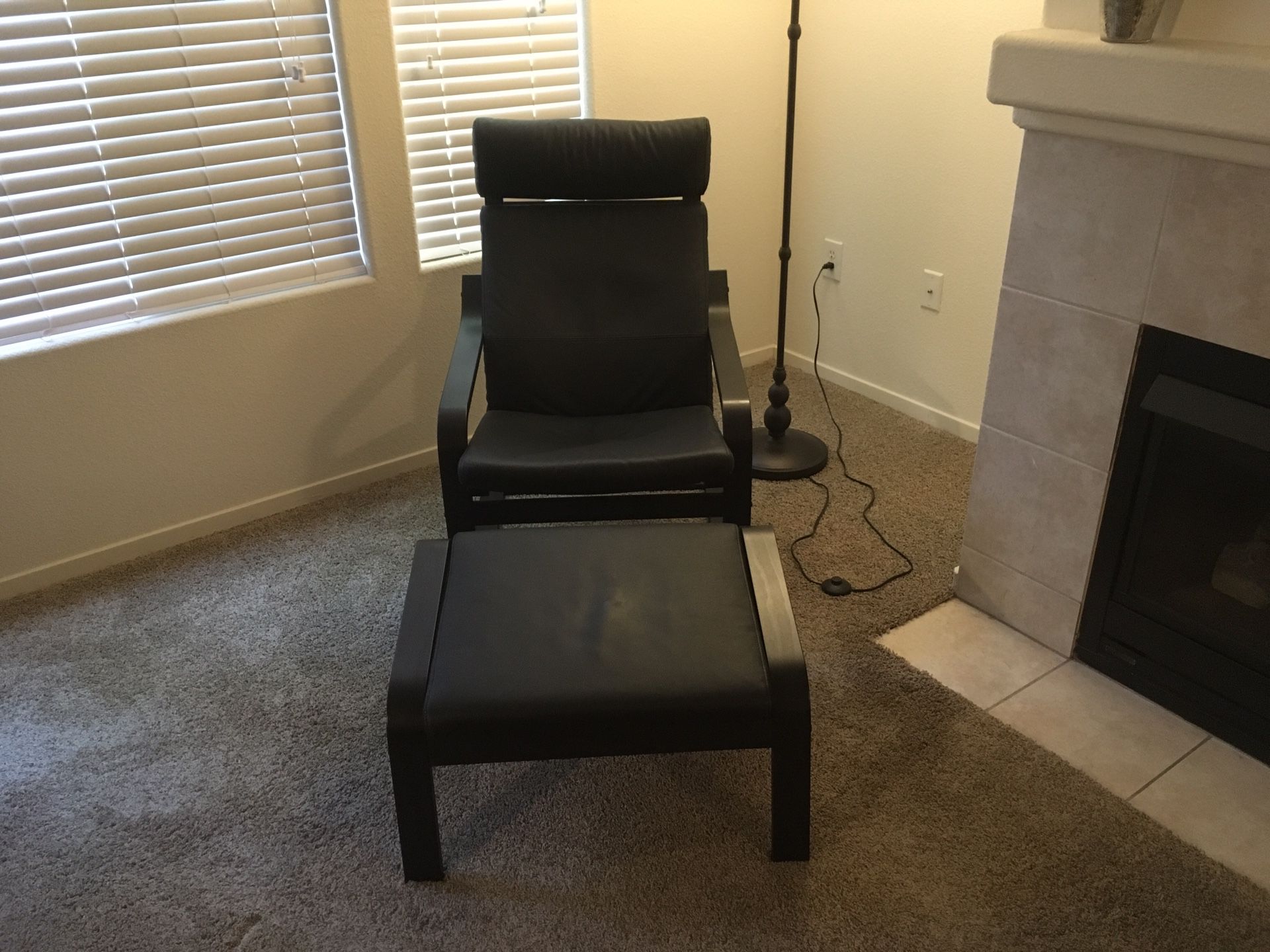 IKEA leather chair and ottoman