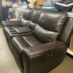 Brown Leather Loveseat