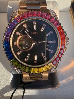 BIBI Rose Gold Rainbow Bezel Automatic Watch