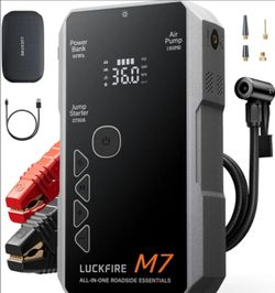 M7 SmartIgnition Jump Starter with Air Compressor, TÜV Certified 12V Car Battery Booster Pack, Portable Tire Inflator, Jump Box, 60Wh Power Bank, for 