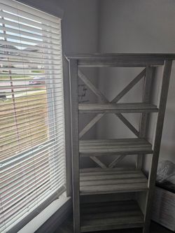 Rustic White Wood Bookshelf 5-Tier