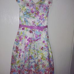 Girls Pastel Floral Print Dress, Size 6, Never Worn. 