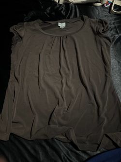 Worthington Stretch Women's Brown Short Sleeve Blouse Top