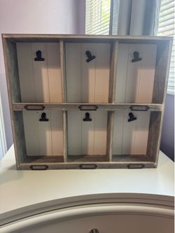 Farmhouse Rustic Wooden Photo Display Shelf