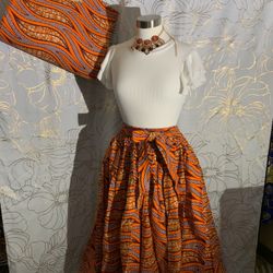 African Print , Purse And Skirt Combo