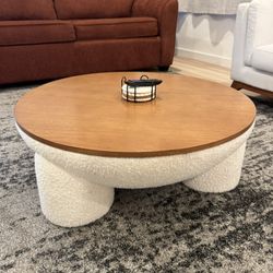 Like-New Upholstered Storage Mid Century Coffee Table 