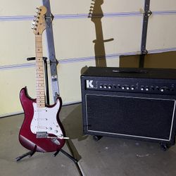 Fender MIM Strat (Mint) W/ Kustom III Lead Amp (Vintage) 