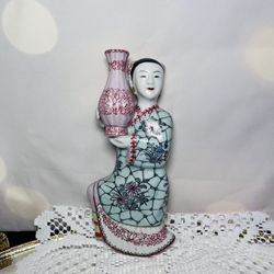 Vintage Gump's Chinese Export Porcelain Court Lady Vase 