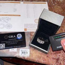 Moissiante stones Vvs 2ct silver Cuban link Ring (PASSES DIAMOND TESTER )(ON SALE)