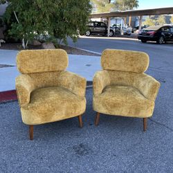 Pair Of Chenille Upholstered Arm Chairs ( Can Deliver For $10 )