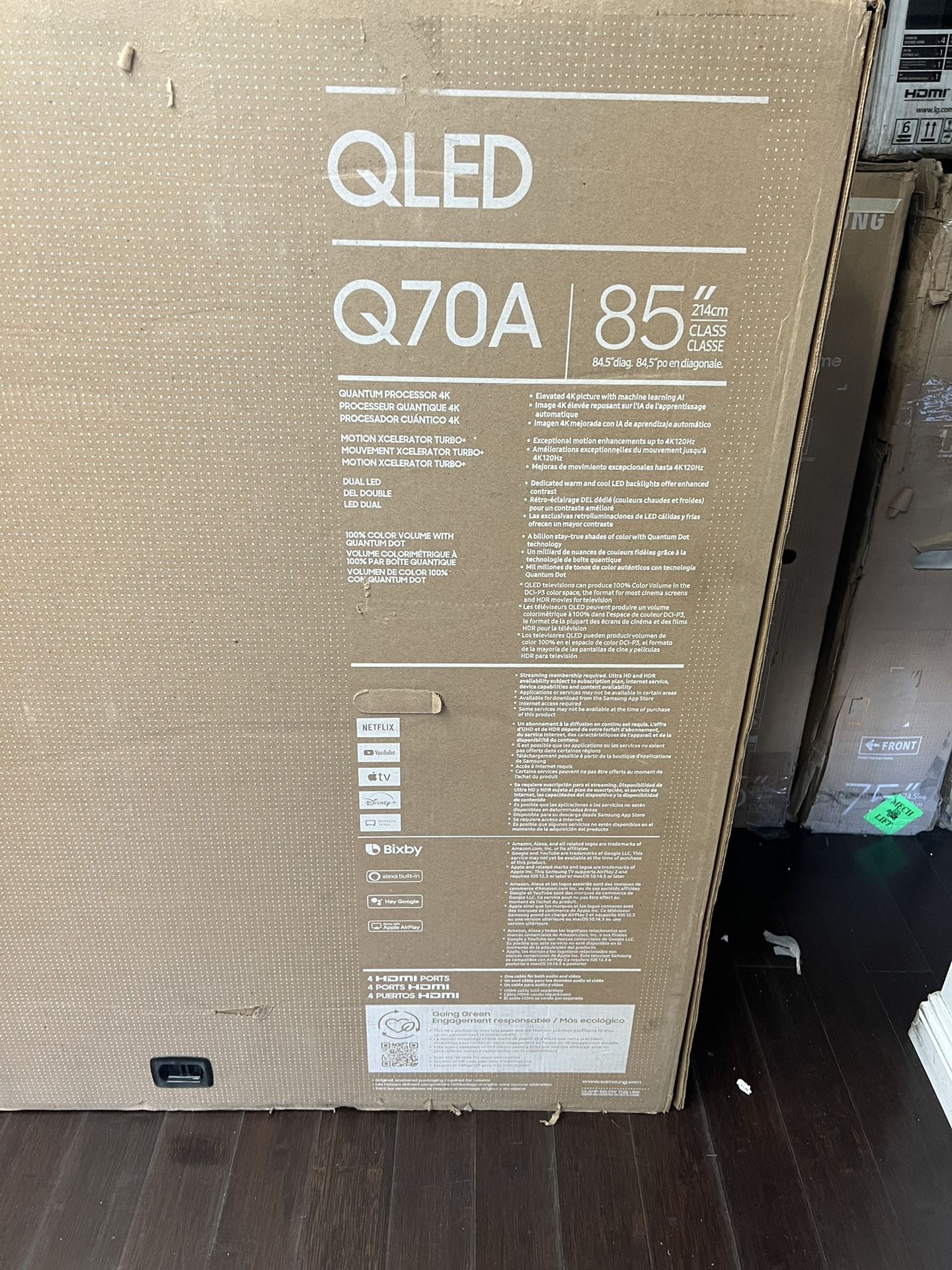 SAMSUNG 85-Inch Class QLED 4K UHD Q70A Series Dual LED Quantum HDR, Motion Xcelerator Turbo+, Multi View Screen, Smart TV with Alexa Built-In (QN85Q70