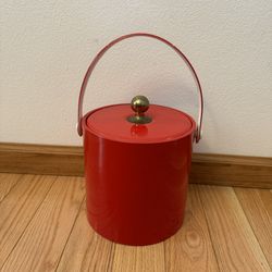 Vintage Red Ice Bucket with Handle by Kraftware.