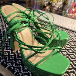 Charlotte Russe Green Strappy Block Heels