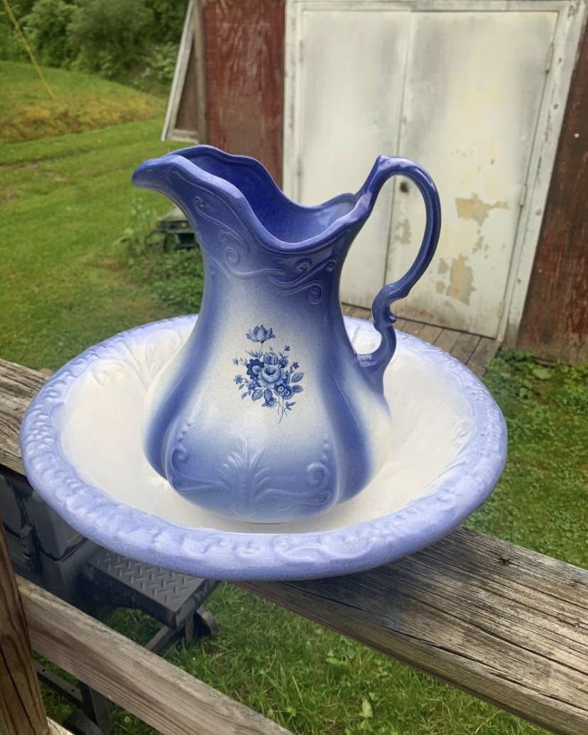 Antique Ironstone Pitcher And Basin. 