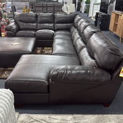Large Leather Sectional 