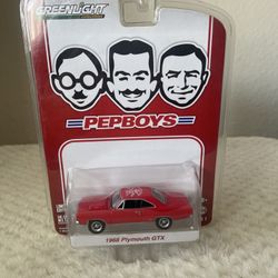 Greenlight PEPBOYS L. E. 68 Plymouth GTX with GREEN Wheels, RARE hw1