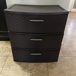 Sterilite 3 Drawer Wide Weave Storage Tower, Plastic Drawers to Organize Clothes in Bedroom, Closet, Brown