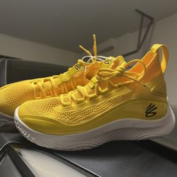 New Stephen Curry 8 nm Shoes Under Armour Yellow/White 3024785-700 Size 9 Us Men