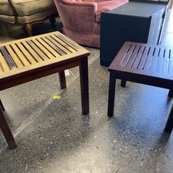 Set of 2 Outdoor Wood Patio Nesting Tables