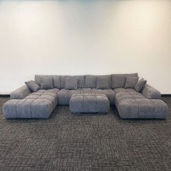 Oversized Lounge Style U-Shape Modular Double Chaise Sectional Sofa Couch with Ottoman Patio Furniture set