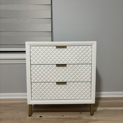 White And Gold Textured Dresser