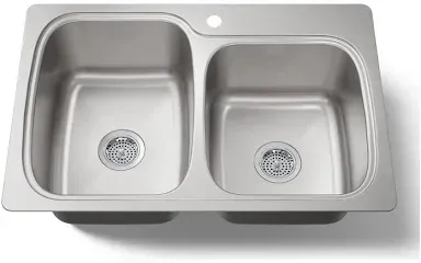 Kohler
Verse 33" Double Basin Drop-In or Undermount Stainless Steel Kitchen Sink with SilentShield