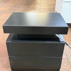 2-Drawers Wood LED Nightstand Modern Bedside Table End Table with 16 LED Lightings for Bedroom Living Room(Black)  💰40$