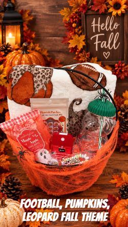 Pumpkins, football, and leopard fall boo basket🏈🍂🍁