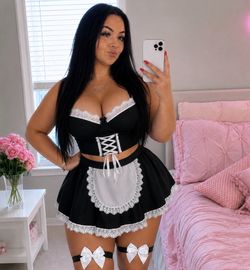 Sizes XL French Maid Costume Set Black White Lace Apron Bow Garters Coquette Cosplay  Coquette ™